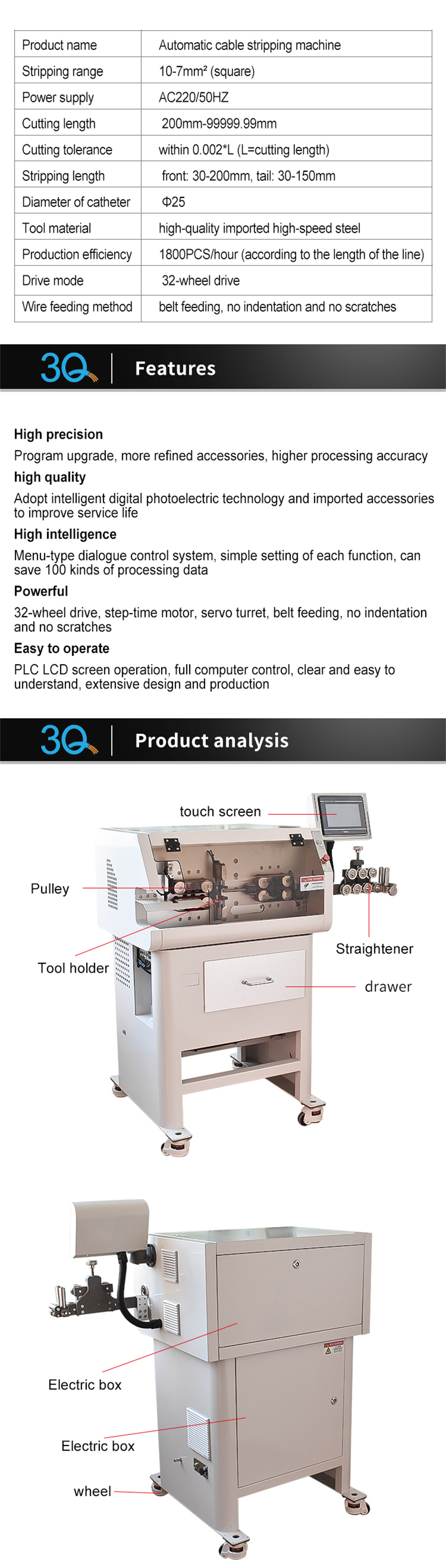Fully Automatic Multi-core Sheathed Wire inside And outside Integrated Stripping Machine