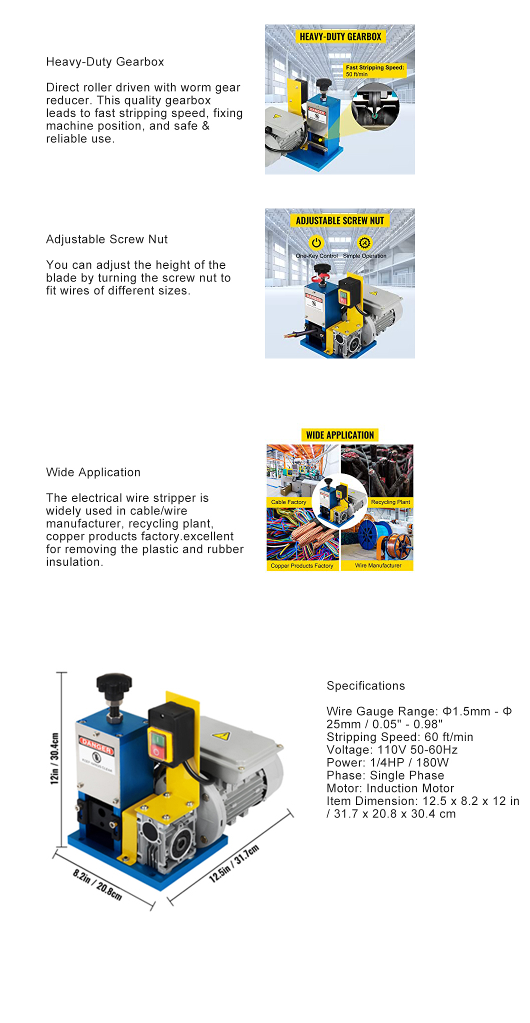 Automatic Copper Scrap Recycling Wire Stripping Machine | Dark Blue