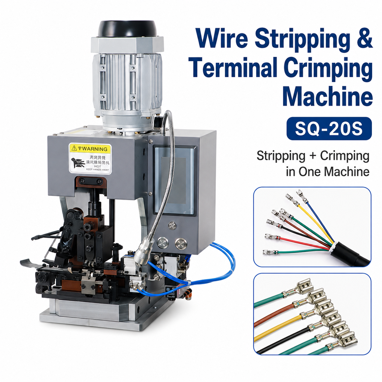 Combined Wire Stripping and Terminal Crimping Machine