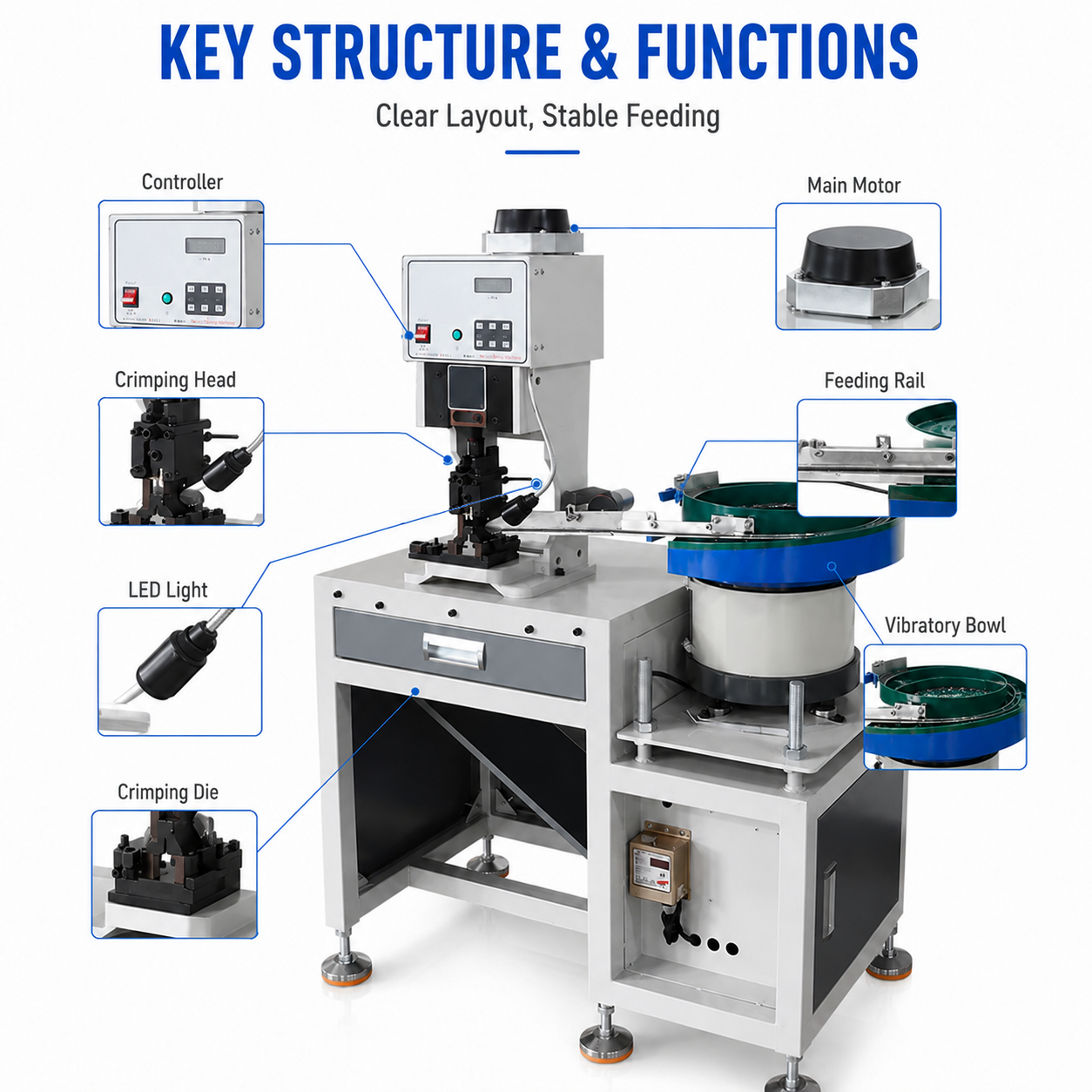 1.5T Vibratory Bowl Feeder Terminal Crimping Machine