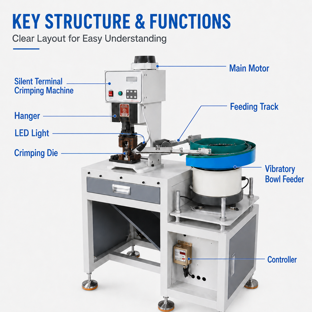 3T Hexagonal Vibratory Bowl Feeder Terminal Crimping Machine