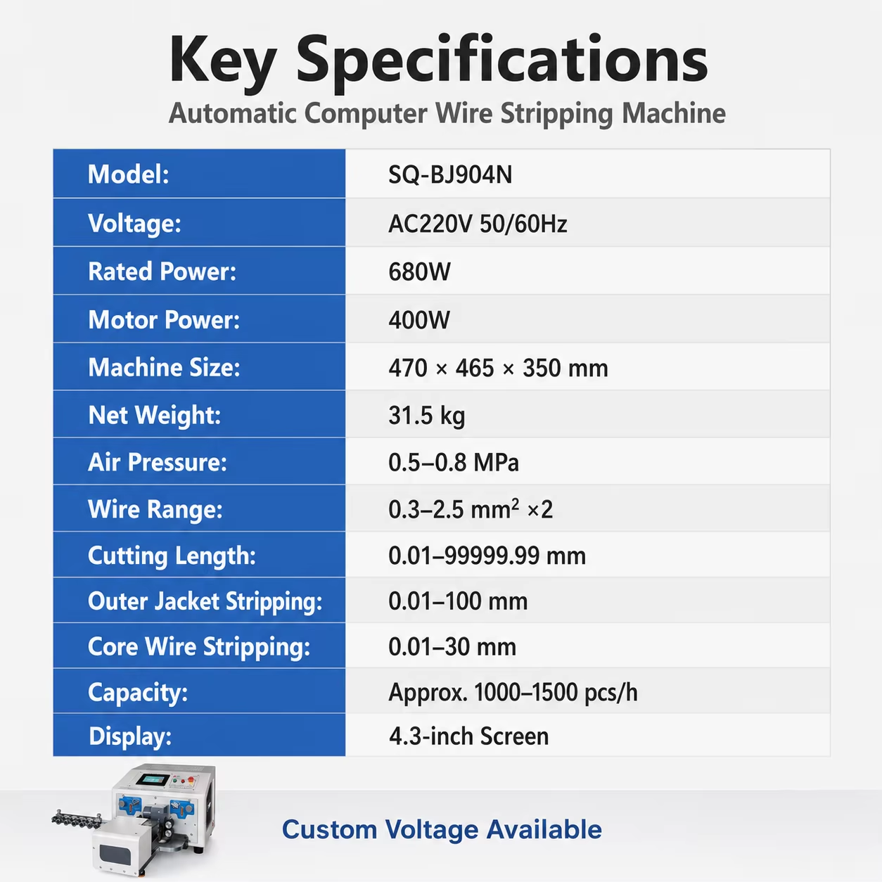 0.1-4mm² Multi-core Sheathed Wire Stripping and Twisting Machine