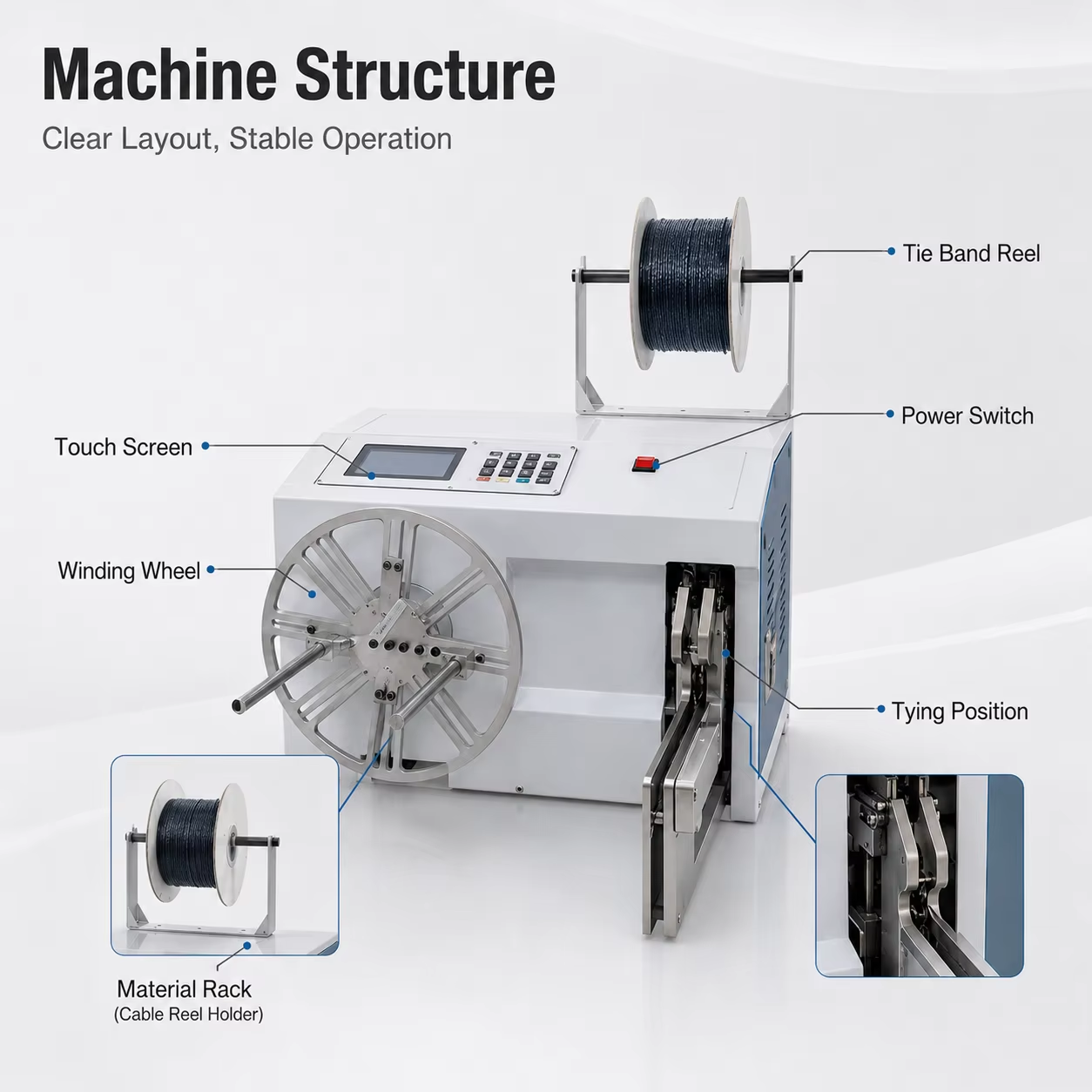 40-90 Touch Screen Winding And Tying All-in-one Machine