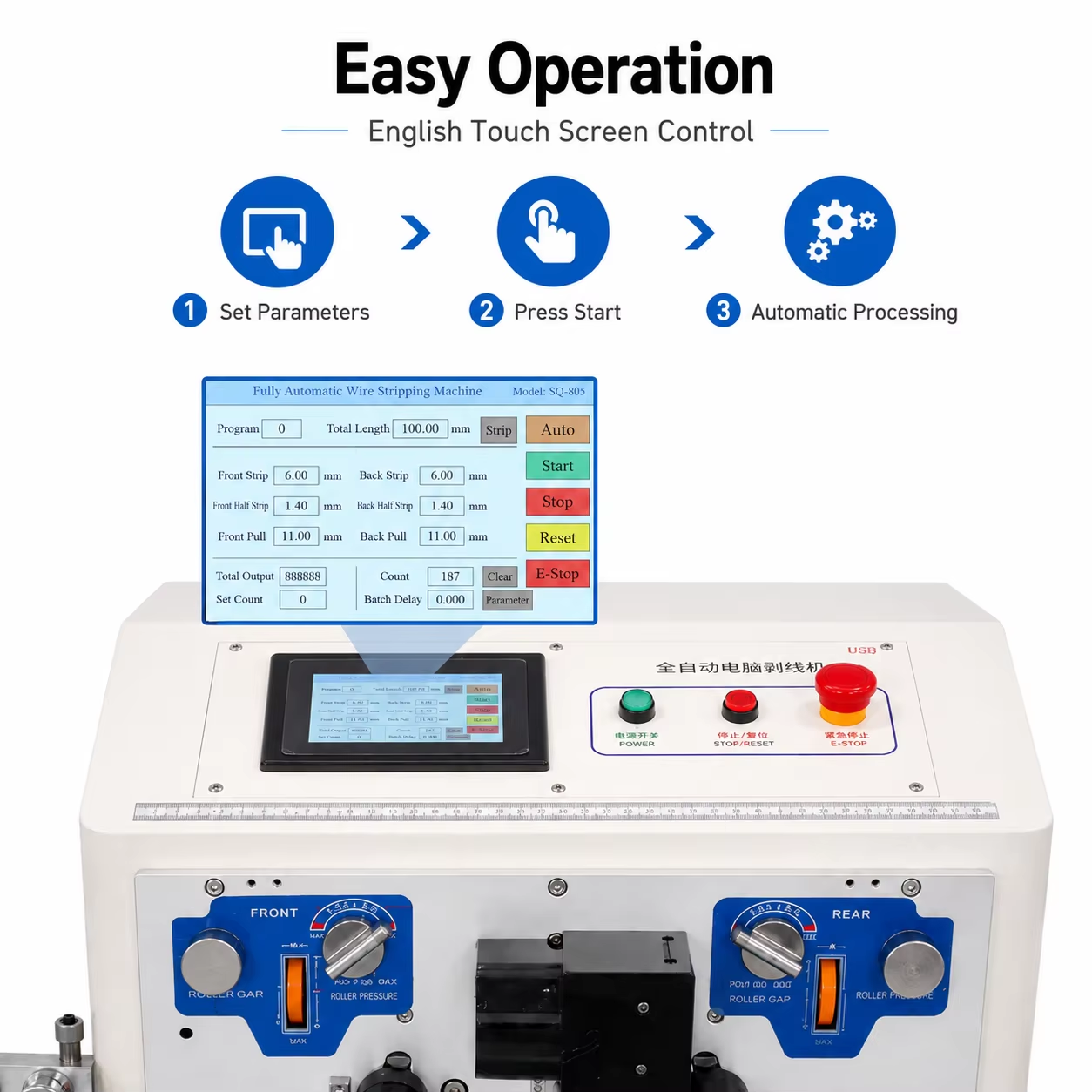 0.1-6mm² Fully Automatic Computer Wire Stripper Machine