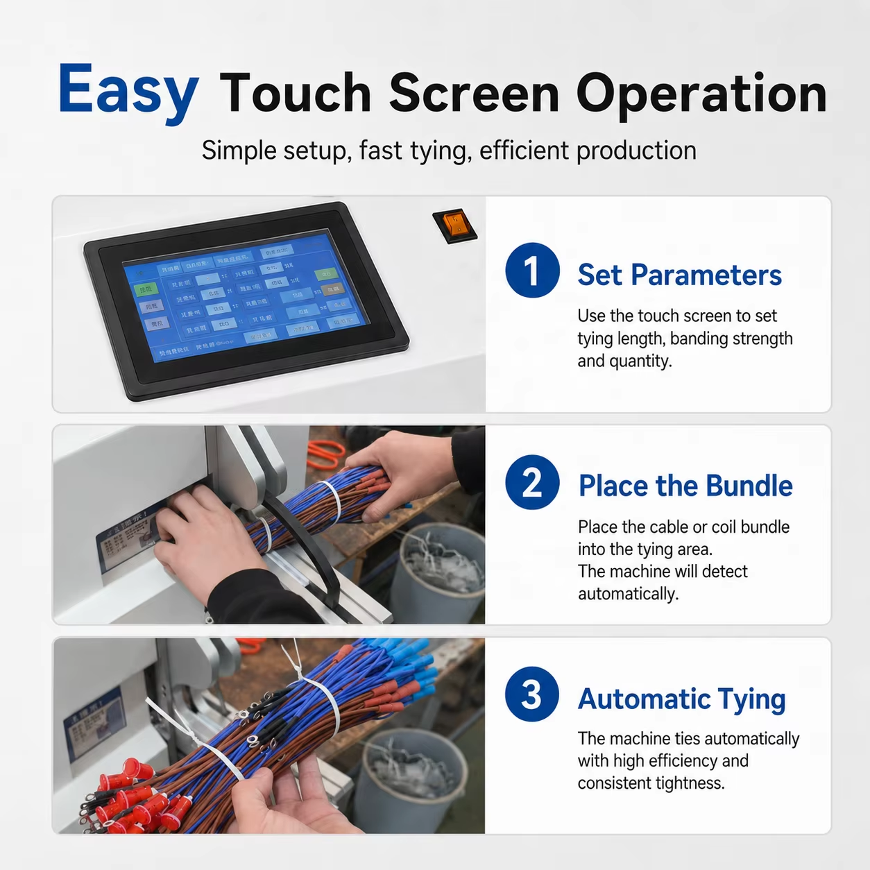 40-90 Touch Screen Single Tying Machine