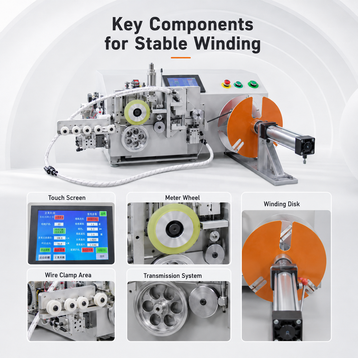 1-8mm Touch Screen Automatic Traverse Winding Machine