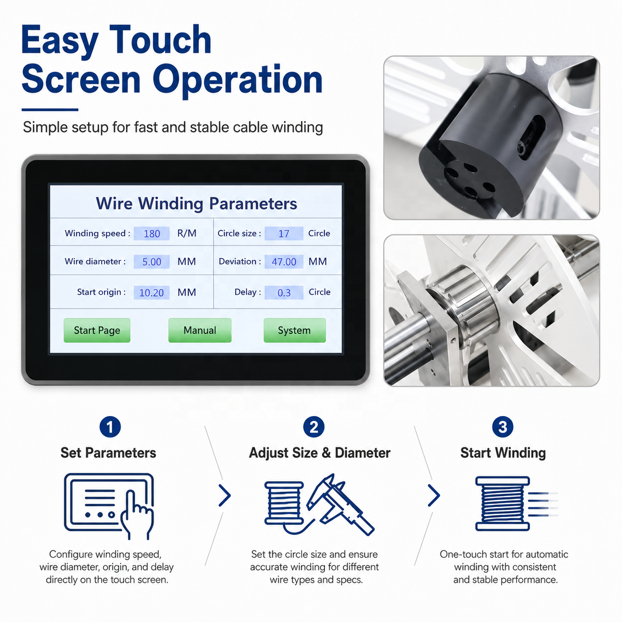 1-10mm Touch Screen Traverse Winding Machine