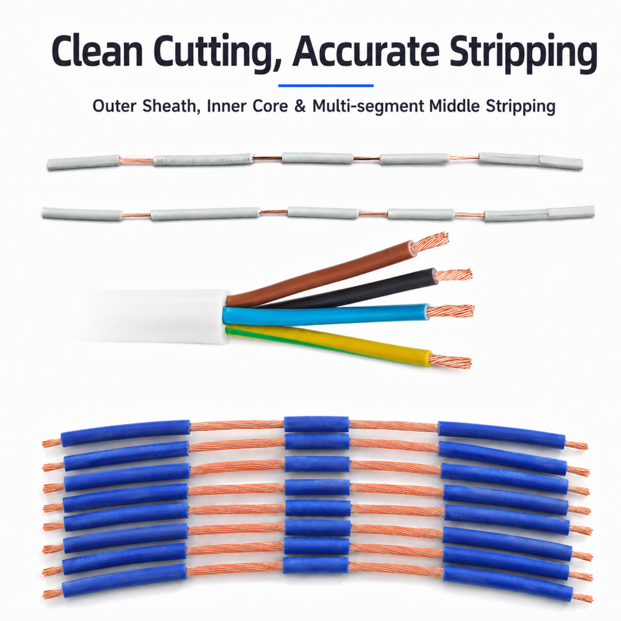 30mm² Sheathed Wire Inner and Outer Stripping Machine with Middle Stripping