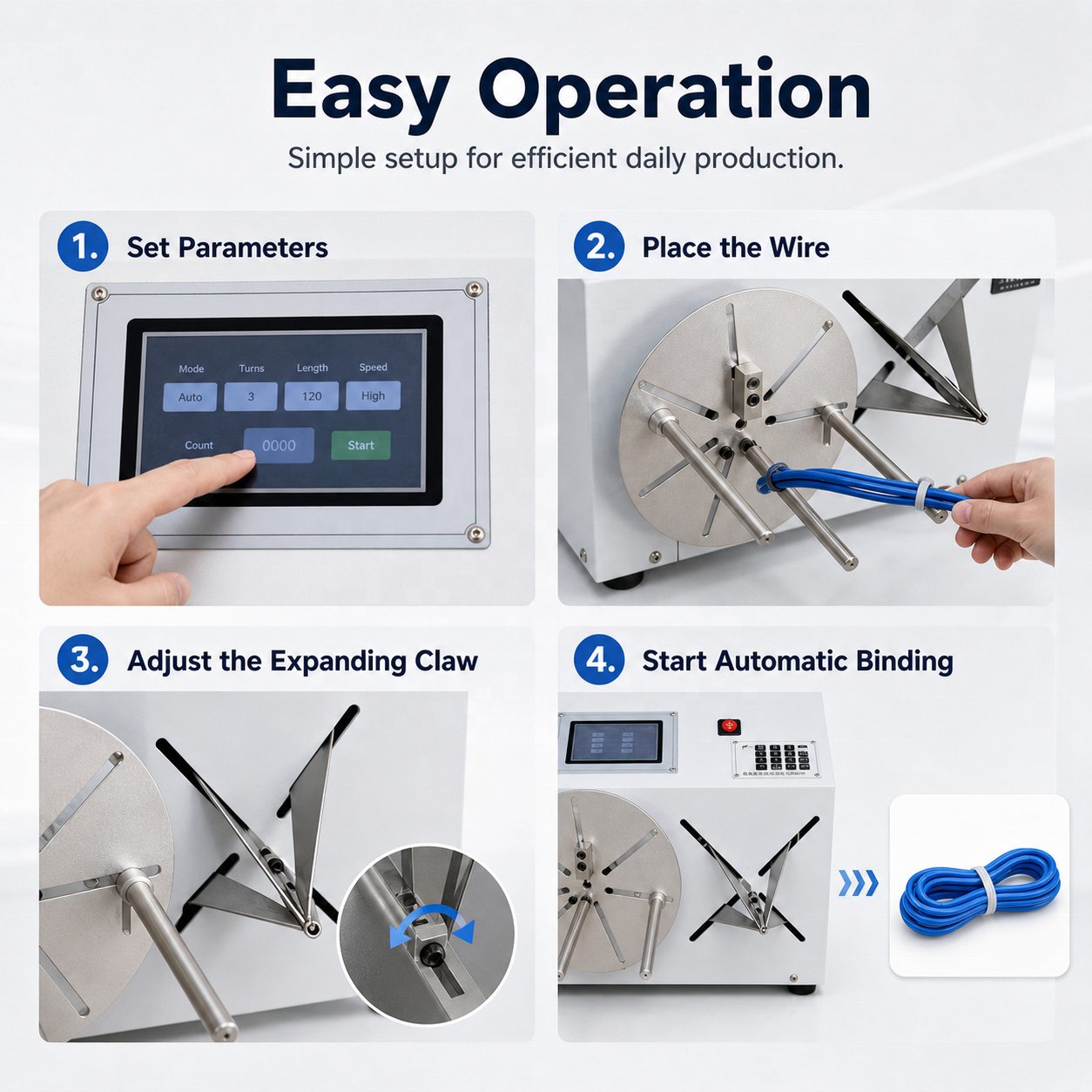 8-100mm Push-button Silicone Ring Expanding, Winding and Tying Machine