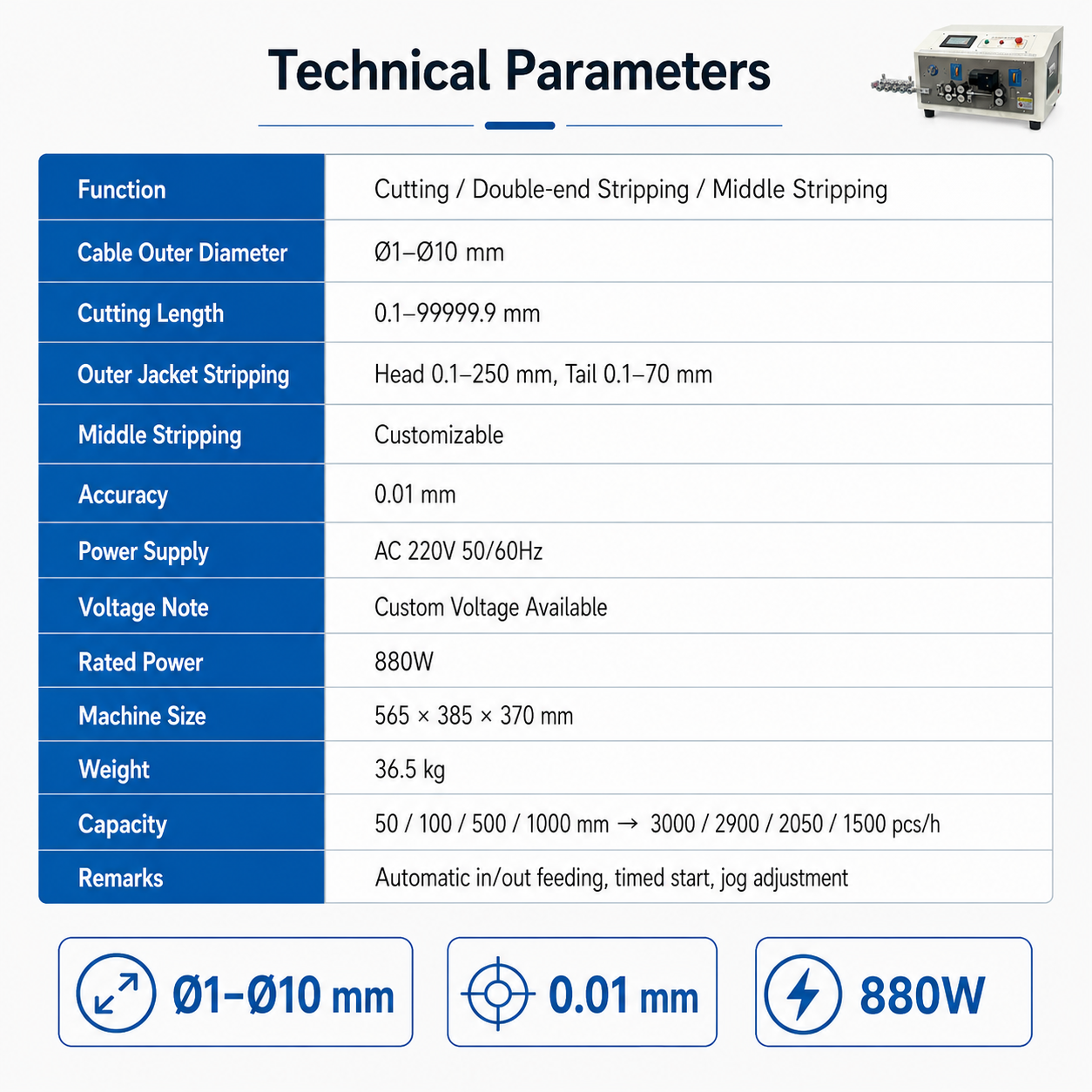 10mm² Multi-core Sheathed Wire Stripping Machine