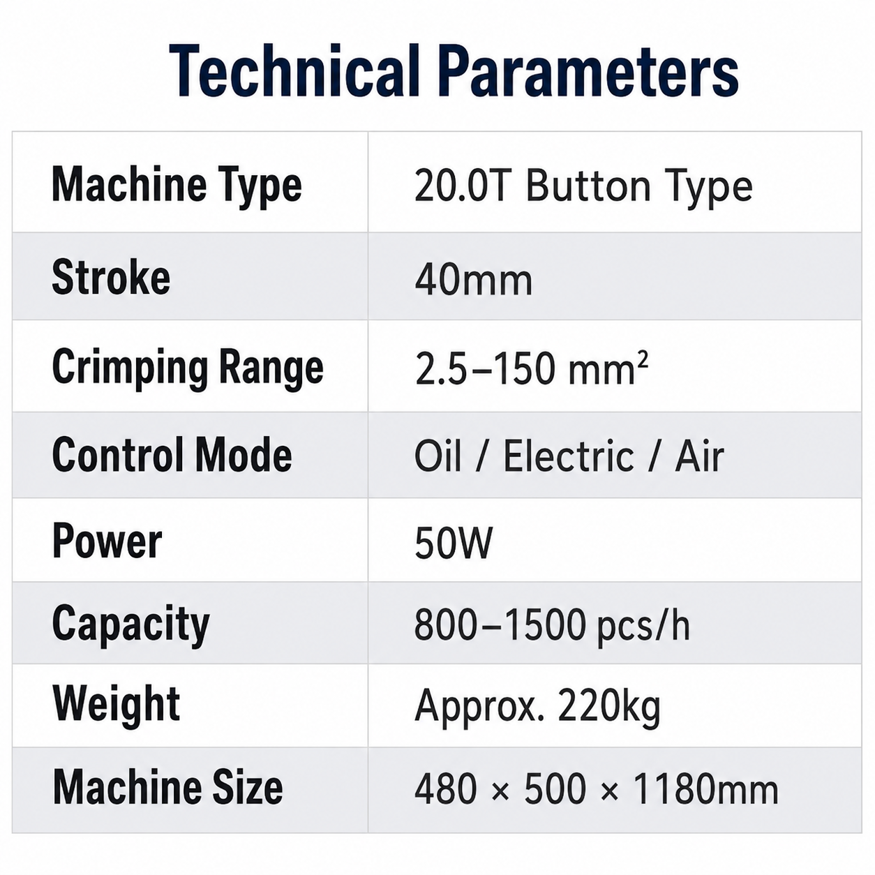 20T Semi-automatic Push-button Hydraulic Terminal Crimping Machine