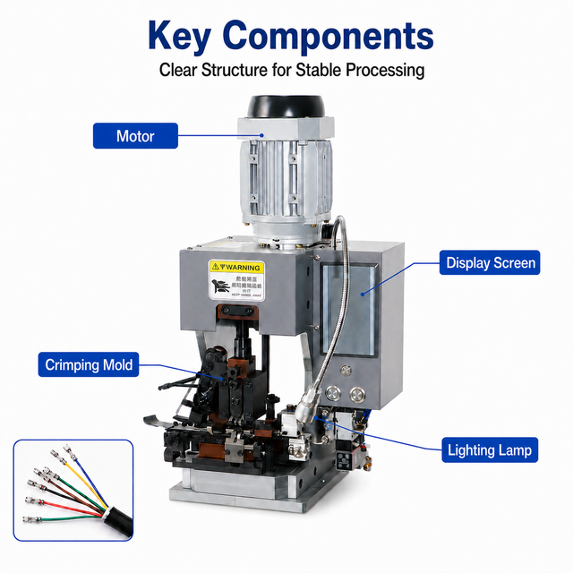 Combined Wire Stripping and Terminal Crimping Machine