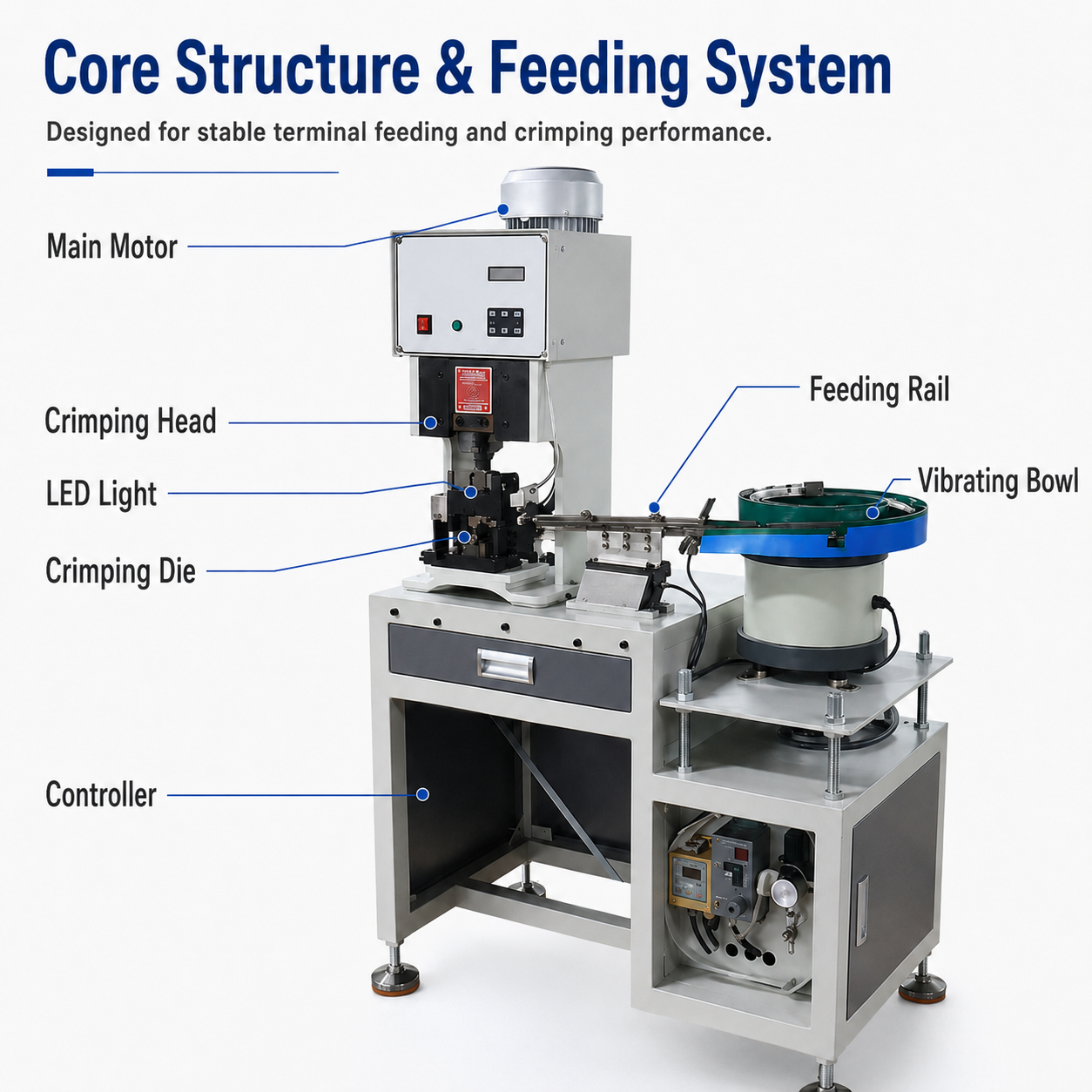 2T Tubular Terminal Vibratory Bowl Feeder Crimping Machine