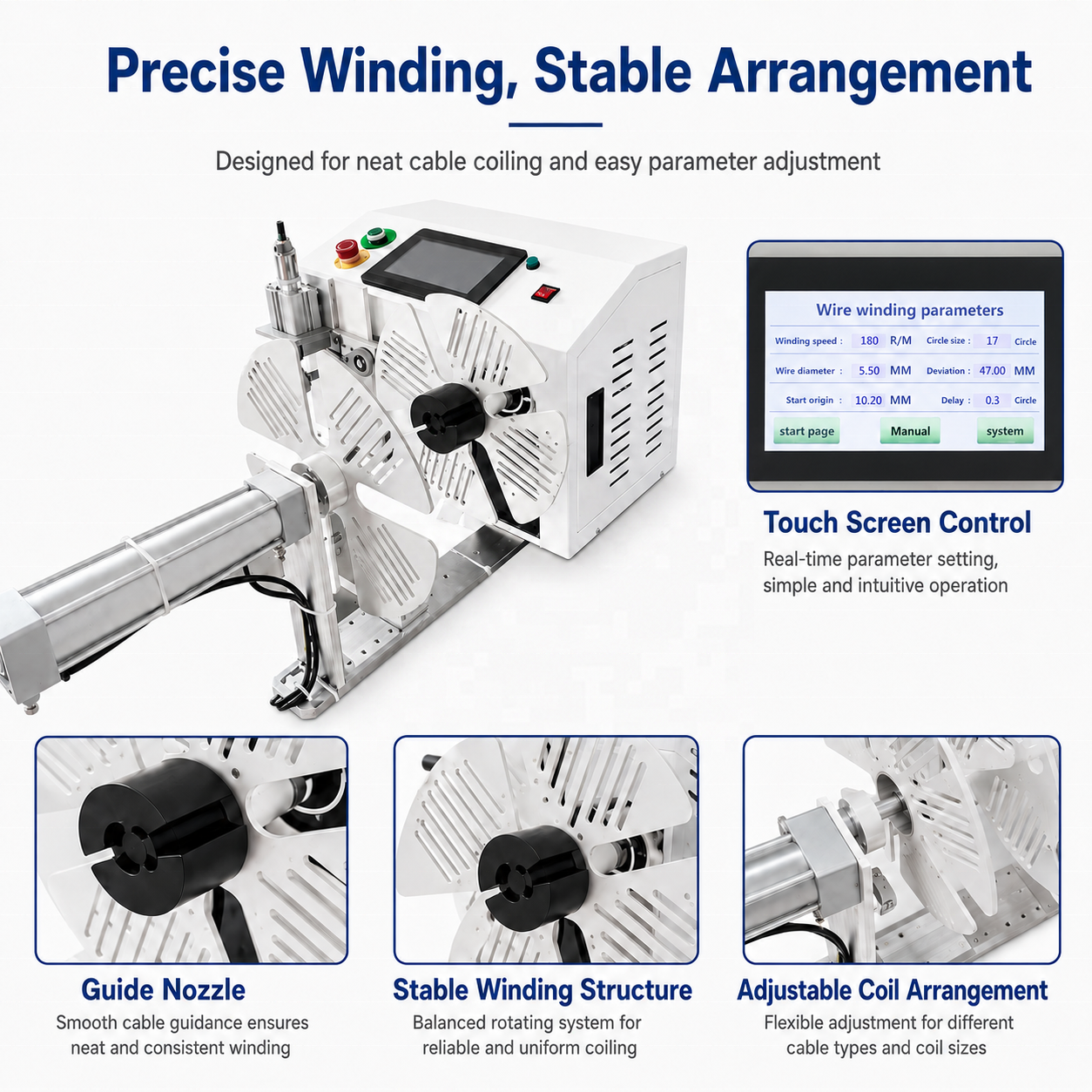 1-10mm Touch Screen Traverse Winding Machine